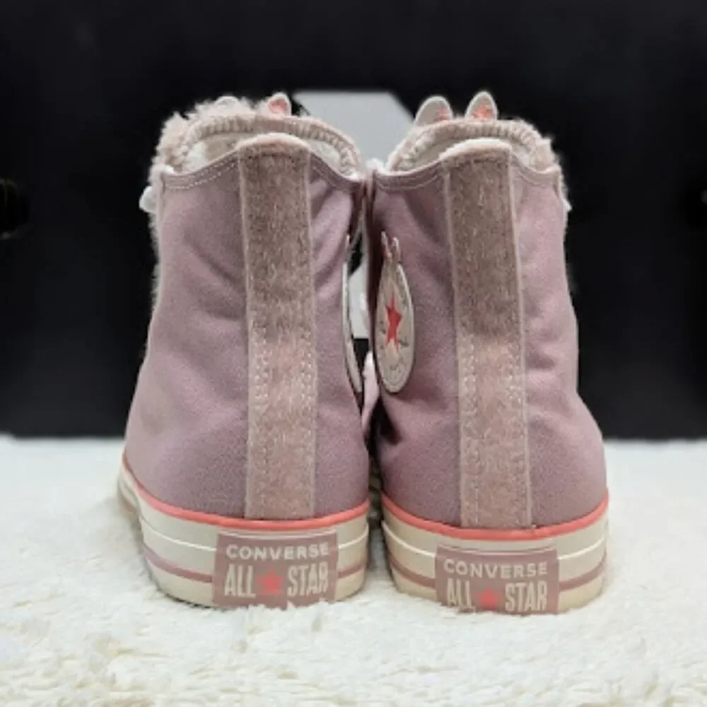 Converse CTAS Pink Bunny Rabbit Faux Fur Hi Top Sneakers + Bag Women's 9.5 NIB